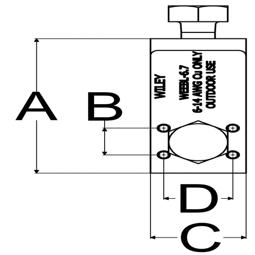 Burndy WEEB-LUG-6.7AS Ground Lug, Tin-Plated Copper, Low-Profile, Assembled, 0.71