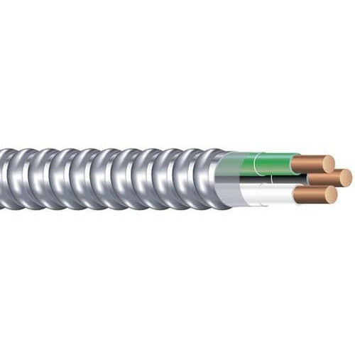 MC Cable 12/2 Solid Copper (BLACK/WHITE) w/Ground, Aluminum Armor, 120/208V (250' Coil)